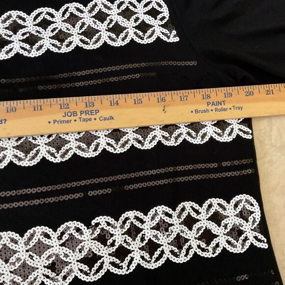 White House Black Market Sequined Cocktail party midi dress women XL Black/White - Picture 7 of 10